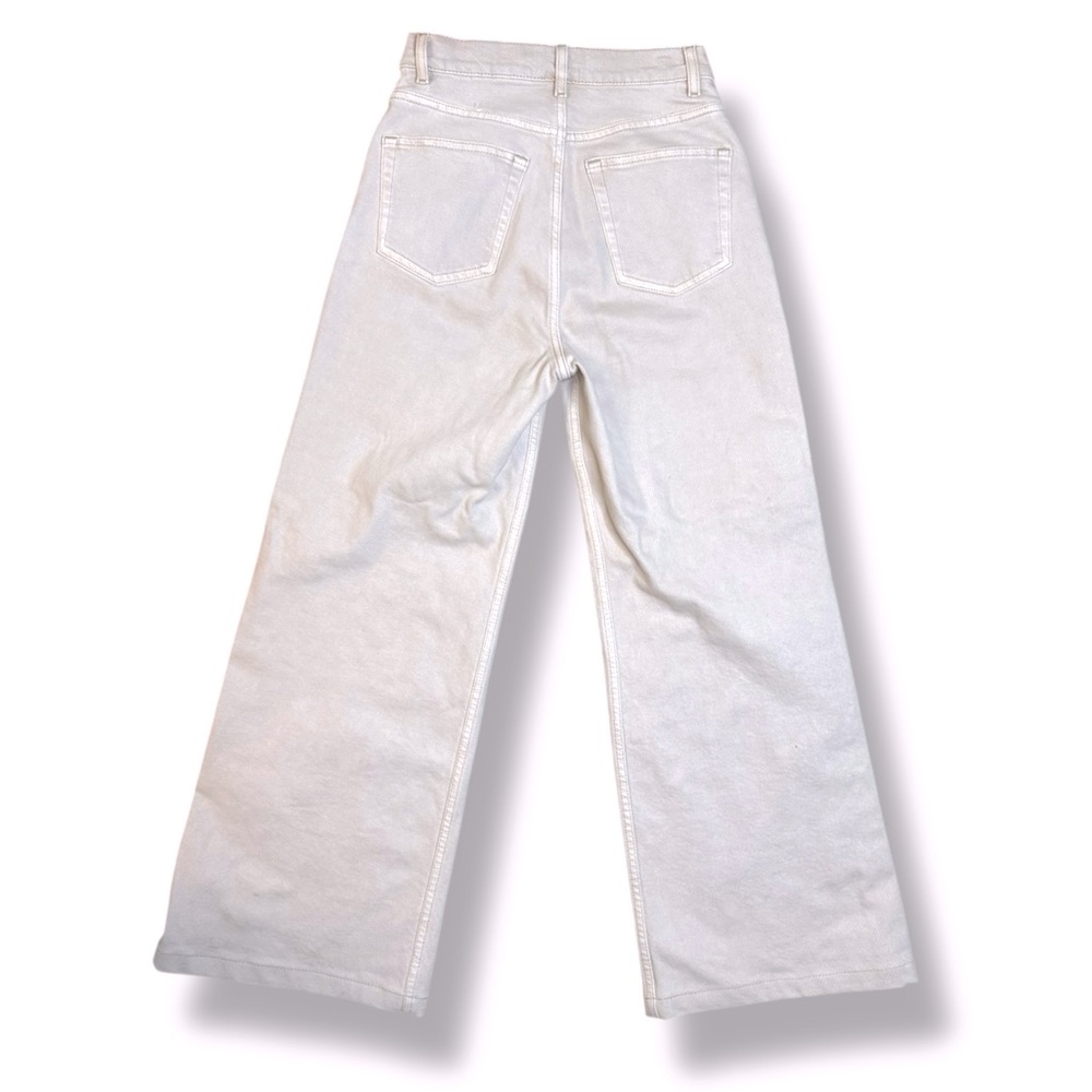 & Other Stories Cotton Wide leg pants in natural 25 
Creme high waisted ankle - Picture 6 of 10